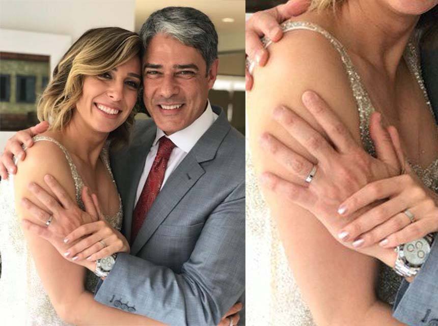 alianças de casamento de Wiliam Bonner e Natasha