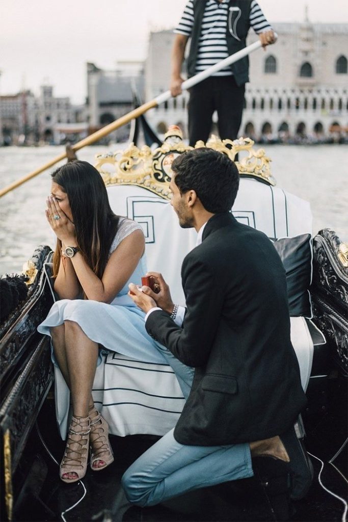 pedido de casamento em veneza gondola