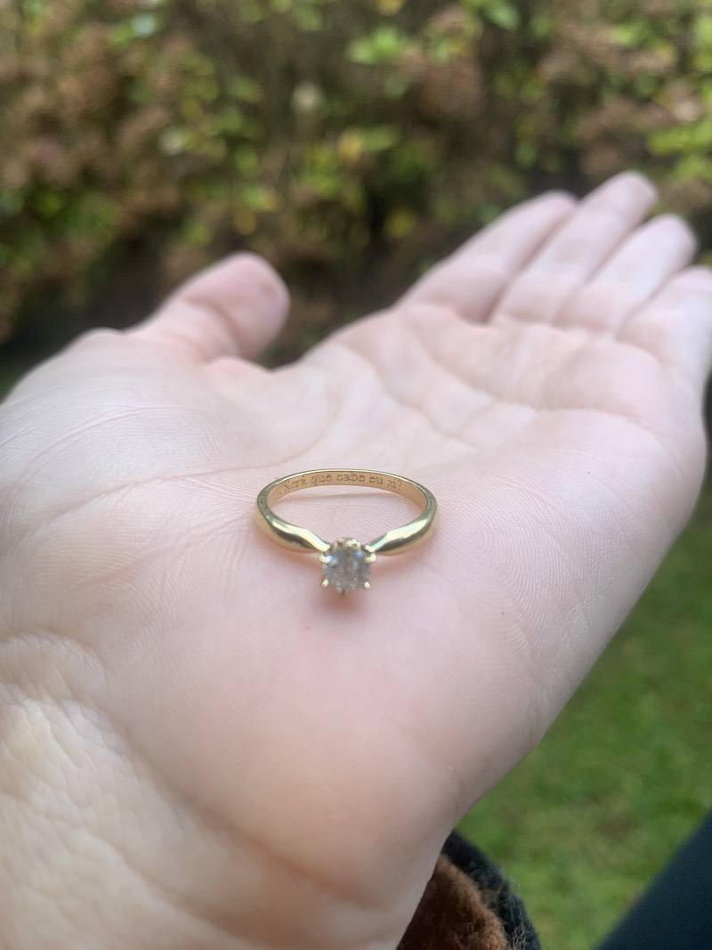 pedido de casamento com anel solitário de diamante
