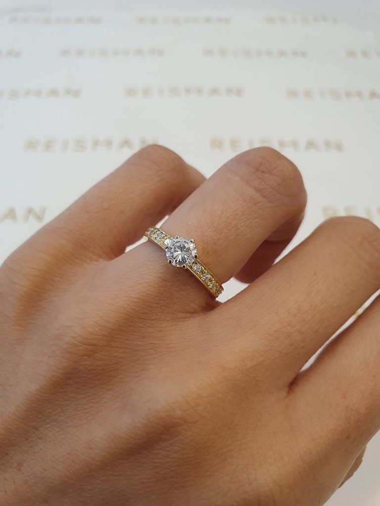 anel de noivado em ouro 18k e diamantes