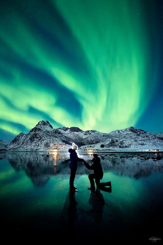 pedido romântico aurora boreal