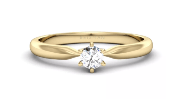 anel de noivado solitário com diamante