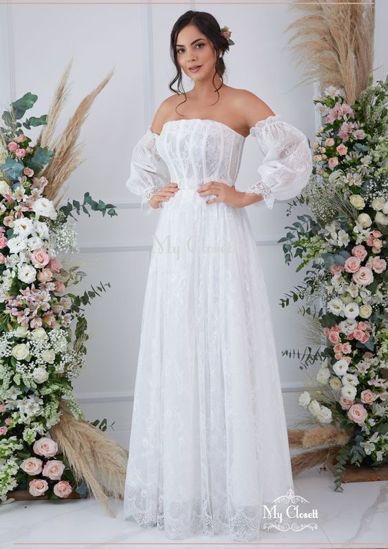 vestido de noiva com manga bufante