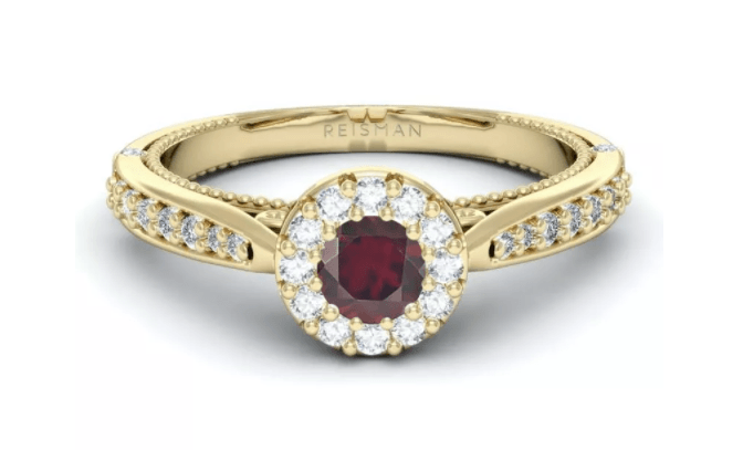 anel de noivado com pedra colorida