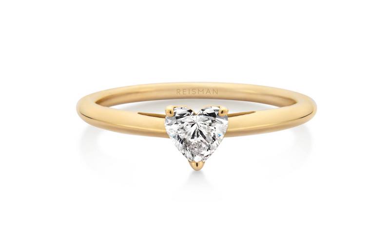 anel com diamante em formato de coração