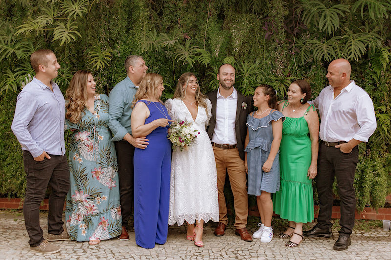 familia reunida em mini wedding