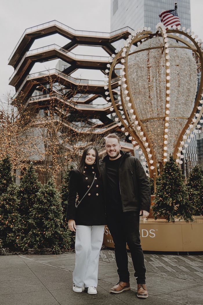 noivado romântico no Natal em Nova York
