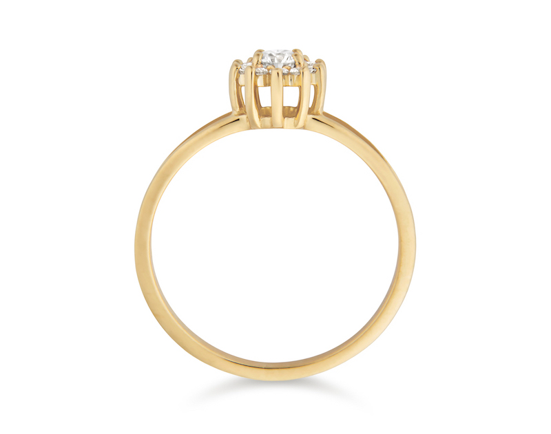 lateral do anel Florence com diamantes