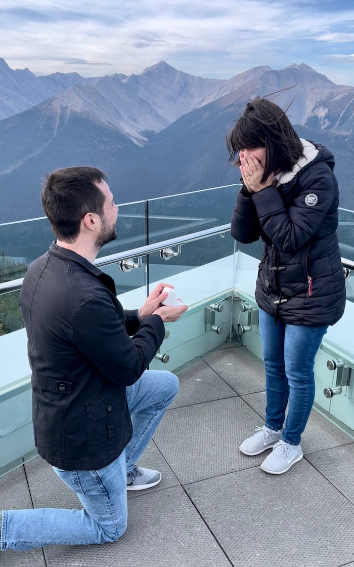 pedido de casamento em Banff