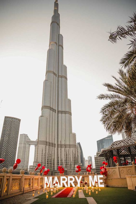 ideia para pedido de casamento em Dubai
