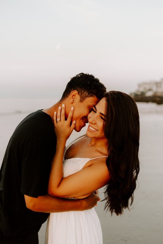 sessão de casal em praia