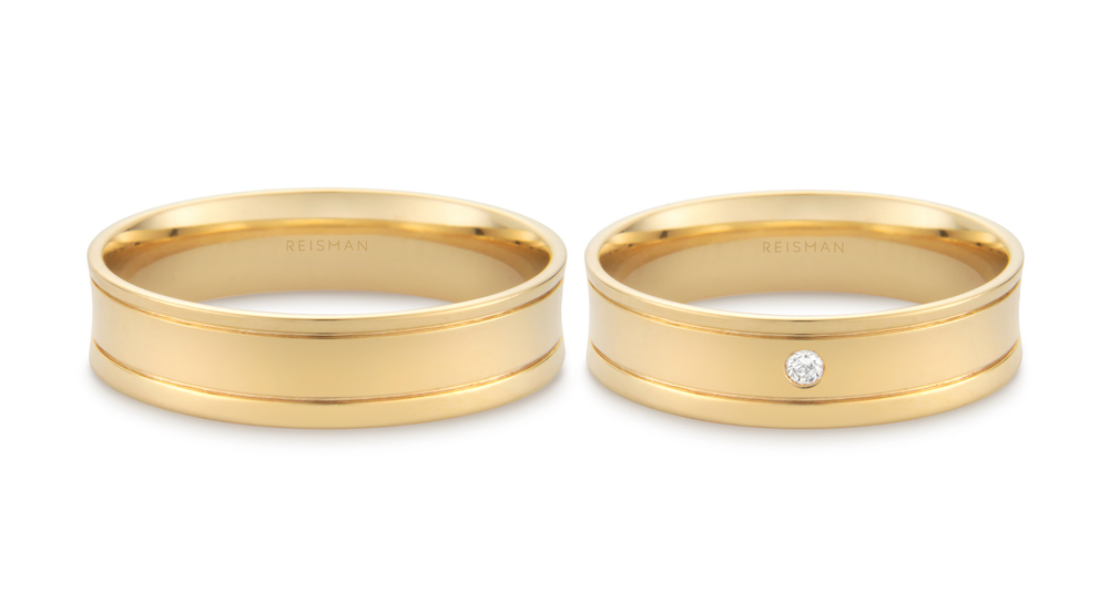 alianças com formato côncavo