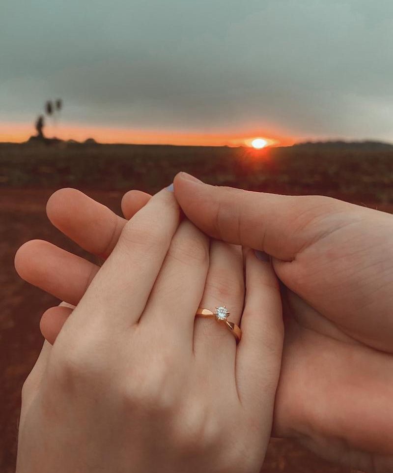 Clientes Reisman pedido de casamento com anel de noivado Oregon